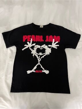 Anvil Black Pearl Jam Graphic Tee with Red and White Print